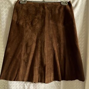 Chocolate suede A-line designer skirt